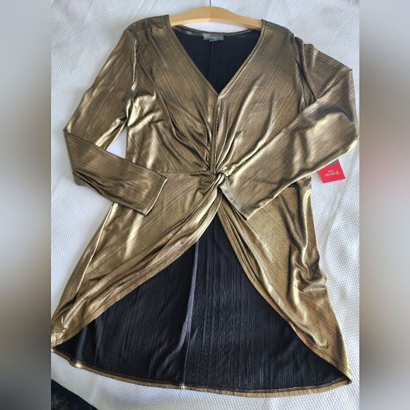 BOLD Elements metallic gold front knot high low blouse - Picture 8 of 10